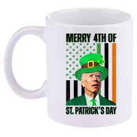Merry 4th Of St Patricks Day Joe Biden Funny Holiday 11oz C Handle Ceramic Mug