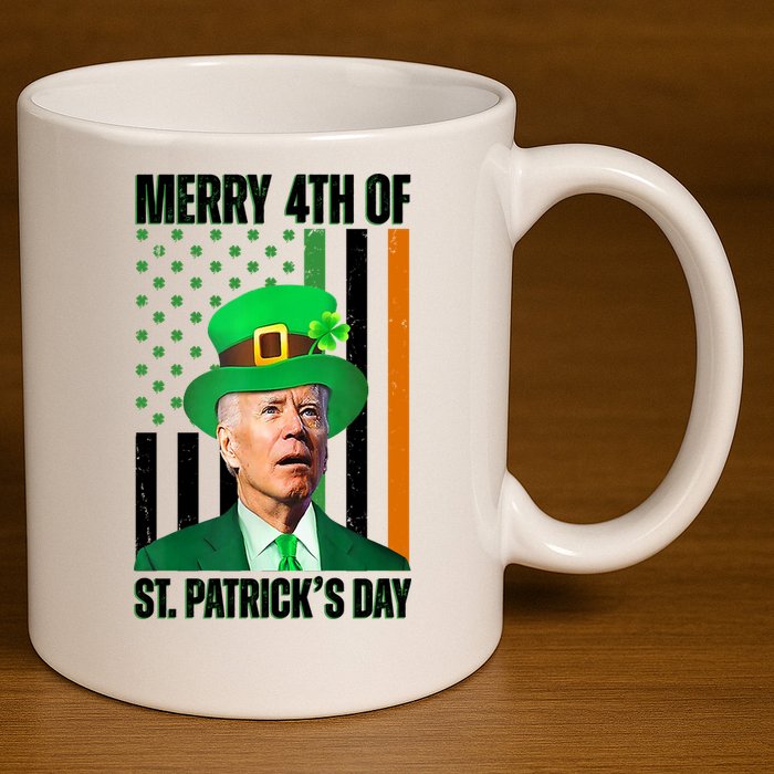 Merry 4th Of St Patricks Day Joe Biden Funny Holiday 11oz C Handle Ceramic Mug