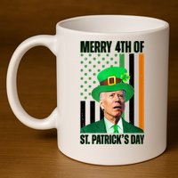 Merry 4th Of St Patricks Day Joe Biden Funny Holiday 11oz C Handle Ceramic Mug