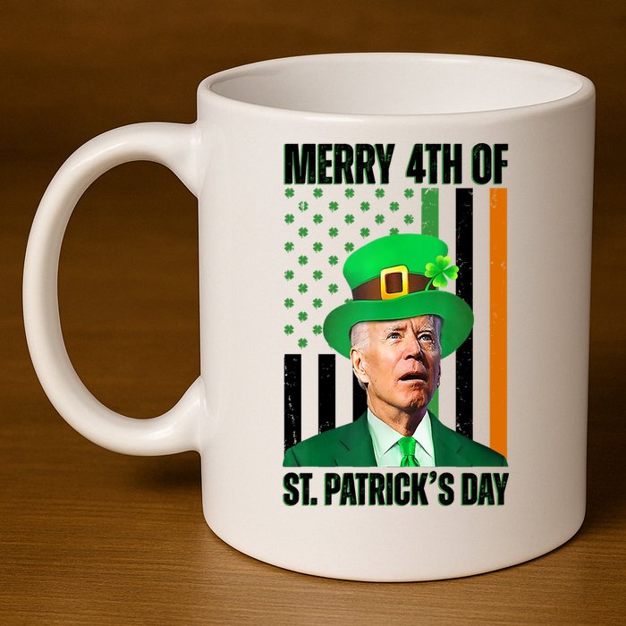 Merry 4th Of St Patricks Day Joe Biden Funny Holiday 11oz C Handle Ceramic Mug