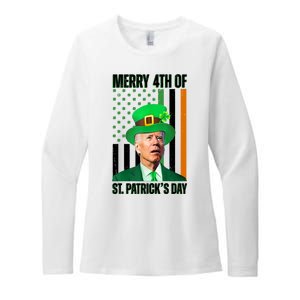 Merry 4th Of St Patricks Day Joe Biden Funny Holiday Womens CVC Long Sleeve Shirt