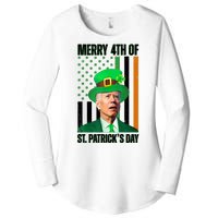 Merry 4th Of St Patricks Day Joe Biden Funny Holiday Women's Perfect Tri Tunic Long Sleeve Shirt