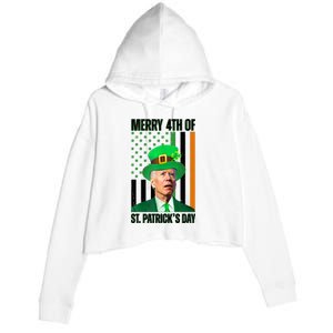 Merry 4th Of St Patricks Day Joe Biden Funny Holiday Crop Fleece Hoodie