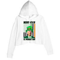 Merry 4th Of St Patricks Day Joe Biden Funny Holiday Crop Fleece Hoodie