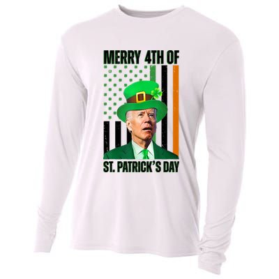 Merry 4th Of St Patricks Day Joe Biden Funny Holiday Cooling Performance Long Sleeve Crew