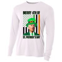 Merry 4th Of St Patricks Day Joe Biden Funny Holiday Cooling Performance Long Sleeve Crew