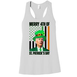 Merry 4th Of St Patricks Day Joe Biden Funny Holiday Women's Racerback Tank