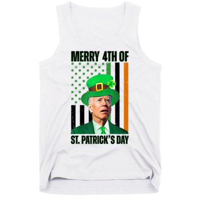 Merry 4th Of St Patricks Day Joe Biden Funny Holiday Tank Top