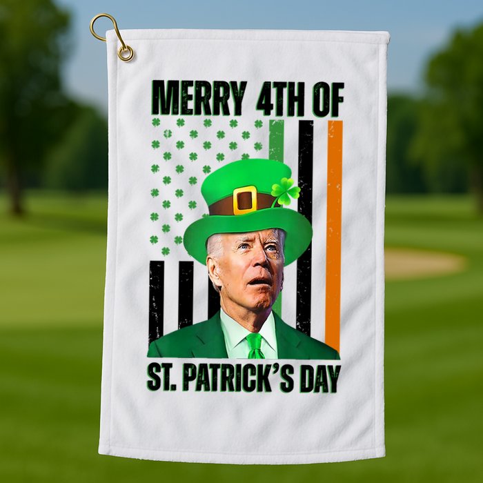 Merry 4th Of St Patricks Day Joe Biden Funny Holiday Golf Towel
