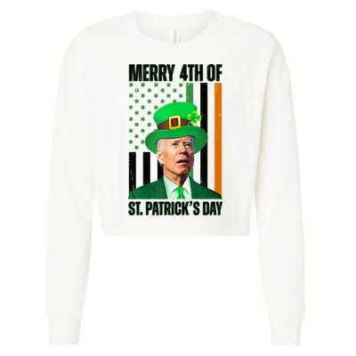 Merry 4th Of St Patricks Day Joe Biden Funny Holiday Cropped Pullover Crew