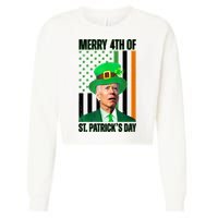 Merry 4th Of St Patricks Day Joe Biden Funny Holiday Cropped Pullover Crew