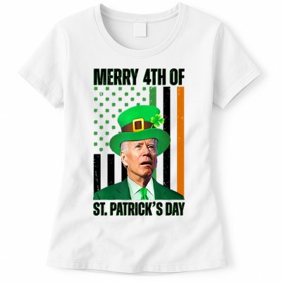 Merry 4th Of St Patricks Day Joe Biden Funny Holiday Womens T-Shirt