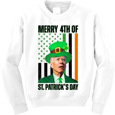 Merry 4th Of St Patricks Day Joe Biden Funny Holiday Kids Sweatshirt