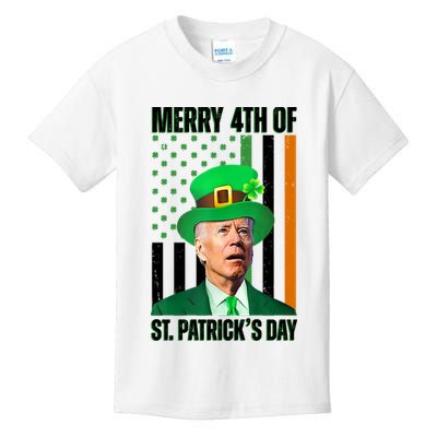 Merry 4th Of St Patricks Day Joe Biden Funny Holiday Kids T-Shirt