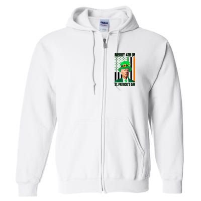 Merry 4th Of St Patricks Day Joe Biden Funny Holiday Full Zip Hoodie