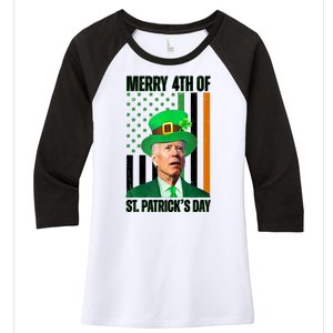 Merry 4th Of St Patricks Day Joe Biden Funny Holiday Women's Tri-Blend 3/4-Sleeve Raglan Shirt