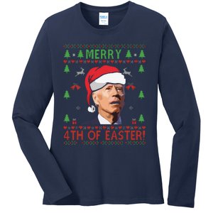 Merry 4th Of Easter Funny Joe Biden Christmas Ladies Long Sleeve Shirt