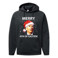 Merry 4th Of Easter Funny Joe Biden Christmas Ugly Sweater Performance Fleece Hoodie