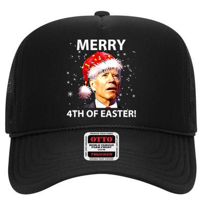 Merry 4th Of Easter Funny Joe Biden Christmas Ugly Sweater High Crown Mesh Back Trucker Hat