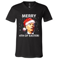 Merry 4th Of Easter Funny Joe Biden Christmas Ugly Sweater V-Neck T-Shirt