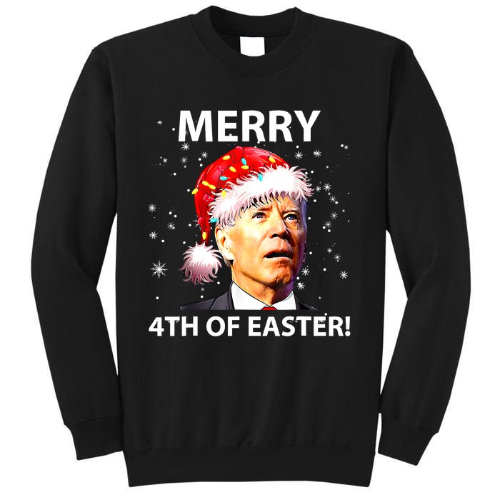 Merry 4th Of Easter Funny Joe Biden Christmas Ugly Sweater Tall Sweatshirt