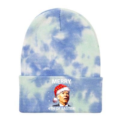 Merry 4th Of Easter Funny Joe Biden Christmas Ugly Sweater Tie Dye 12in Knit Beanie