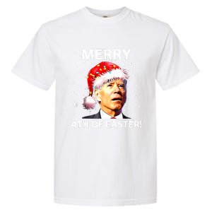 Merry 4th Of Easter Funny Joe Biden Christmas Ugly Sweater Garment-Dyed Heavyweight T-Shirt