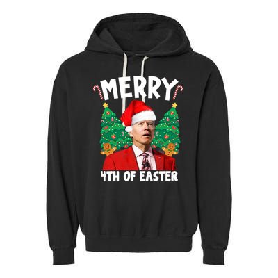 Merry 4th Of Easter Funny Joe Biden Holiday Garment-Dyed Fleece Hoodie