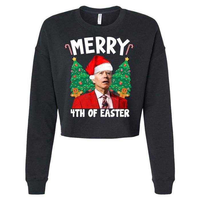 Merry 4th Of Easter Funny Joe Biden Holiday Cropped Pullover Crew