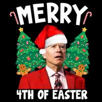 Merry 4th Of Easter Funny Joe Biden Holiday Cropped Pullover Crew