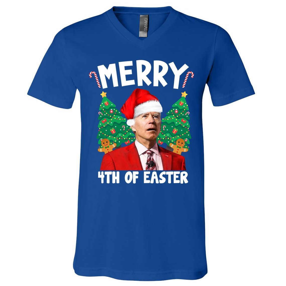 Merry 4th Of Easter Funny Joe Biden Holiday V-Neck T-Shirt