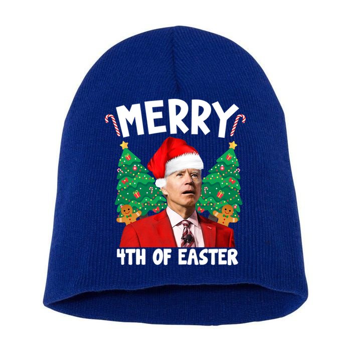 Merry 4th Of Easter Funny Joe Biden Holiday Short Acrylic Beanie