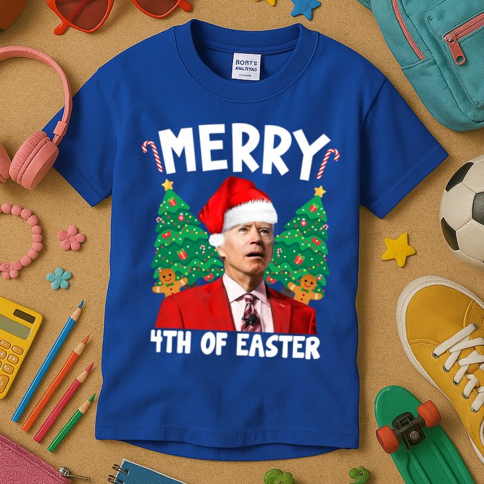 Merry 4th Of Easter Funny Joe Biden Holiday Kids T-Shirt