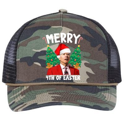 Merry 4th Of Easter Funny Joe Biden Holiday Retro Rope Trucker Hat Cap