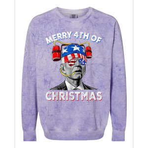 Merry 4th Of Christmas Funny Joe Biden Confused 4th Of July Colorblast Crewneck Sweatshirt