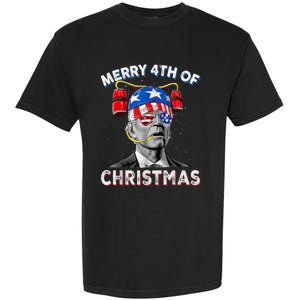 Merry 4th Of Christmas Funny Joe Biden Confused 4th Of July Garment-Dyed Heavyweight T-Shirt