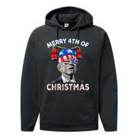 Merry 4th Of Christmas Funny Joe Biden Confused 4th Of July Performance Fleece Hoodie