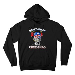 Merry 4th Of Christmas Funny Joe Biden Confused 4th Of July Hoodie