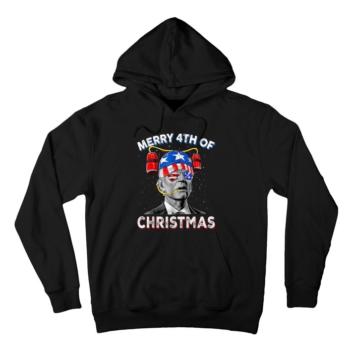 Merry 4th Of Christmas Funny Joe Biden Confused 4th Of July Hoodie