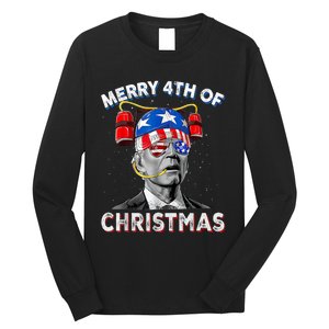 Merry 4th Of Christmas Funny Joe Biden Confused 4th Of July Long Sleeve Shirt