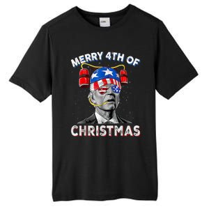 Merry 4th Of Christmas Funny Joe Biden Confused 4th Of July Tall Fusion ChromaSoft Performance T-Shirt