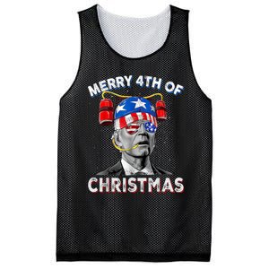 Merry 4th Of Christmas Funny Joe Biden Confused 4th Of July Mesh Reversible Basketball Jersey Tank