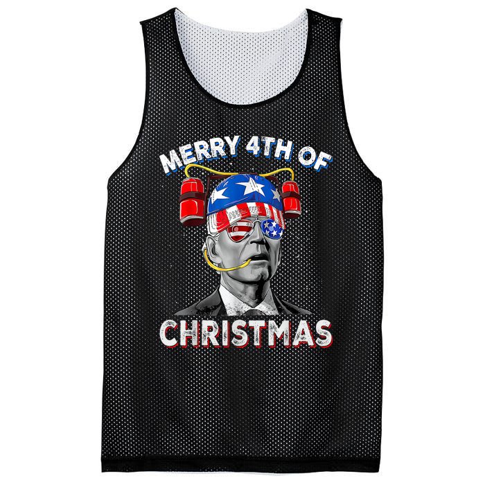 Merry 4th Of Christmas Funny Joe Biden Confused 4th Of July Mesh Reversible Basketball Jersey Tank