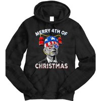 Merry 4th Of Christmas Funny Joe Biden Confused 4th Of July Tie Dye Hoodie