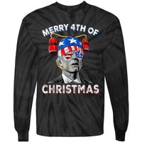 Merry 4th Of Christmas Funny Joe Biden Confused 4th Of July Tie-Dye Long Sleeve Shirt