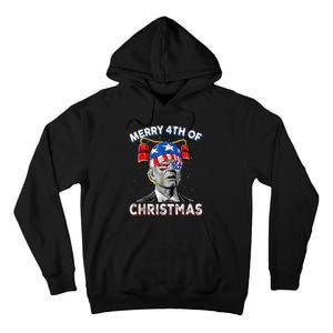 Merry 4th Of Christmas Funny Joe Biden Confused 4th Of July Tall Hoodie