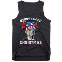 Merry 4th Of Christmas Funny Joe Biden Confused 4th Of July Tank Top