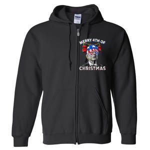 Merry 4th Of Christmas Funny Joe Biden Confused 4th Of July Full Zip Hoodie