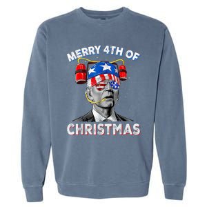 Merry 4th Of Christmas Funny Joe Biden Confused 4th Of July Garment-Dyed Sweatshirt