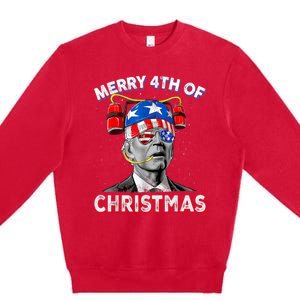 Merry 4th Of Christmas Funny Joe Biden Confused 4th Of July Premium Crewneck Sweatshirt